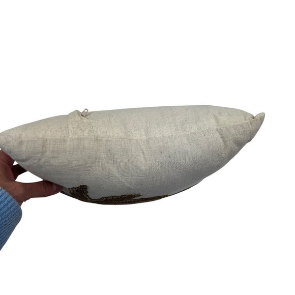 Linen Beaded Palm Tree Small Decorative Pillow With Removable Zippered Cover - Picture 7 of 9